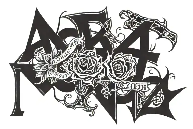 Dad with year 2024 tattoo design idea