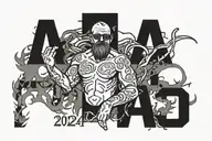 Dad with year 2024 tattoo design idea