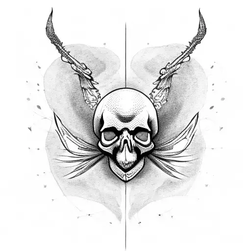 skull spiders wings  tattoo design idea