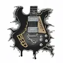 left hand with ring on finger holding a gubson les paul guitar on the fretboard and includ something form the band gnr   tattoo design idea