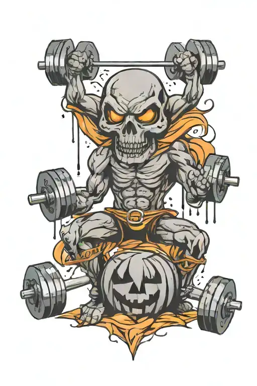 weight lifting but Halloween themed tattoo tattoo design idea