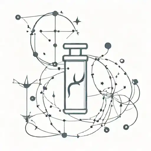 A pharmacy symbol intertwined with a constellation of Pisces tattoo design idea