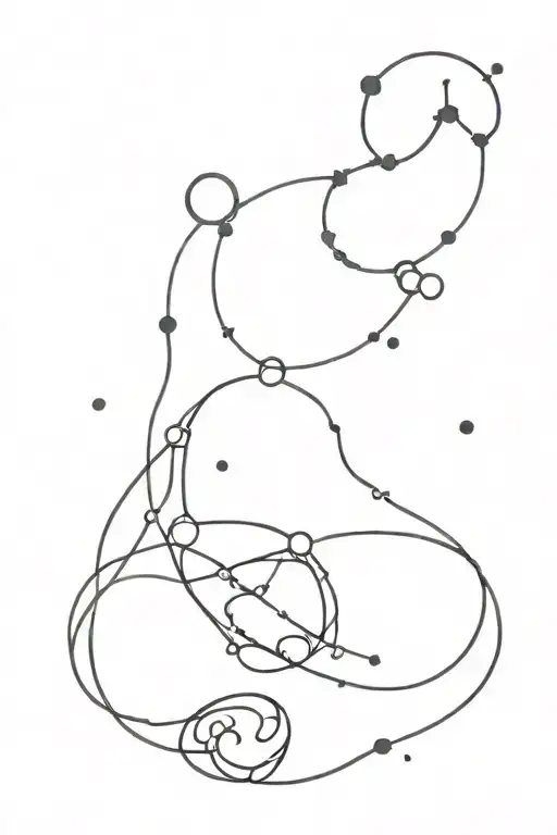 A pharmacy symbol intertwined with a constellation of Pisces tattoo design idea