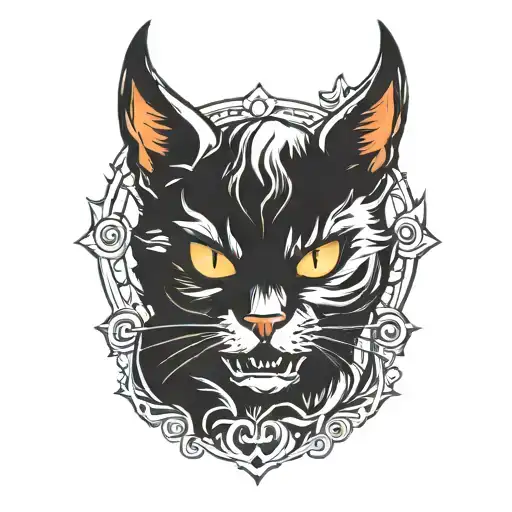 devil cat emoji tattoo design idea