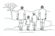 silhouette father and two sons walking tattoo design idea