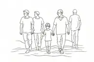 silhouette father and two sons walking tattoo design idea