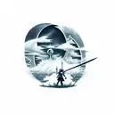 final Fantasy 7 Remake Cloud with fog tattoo design idea