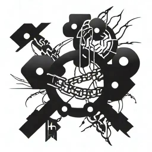 broken chains tattoo design idea