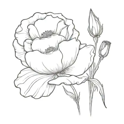 poppy marigold cosmos and gladiolus flower tattoo design idea