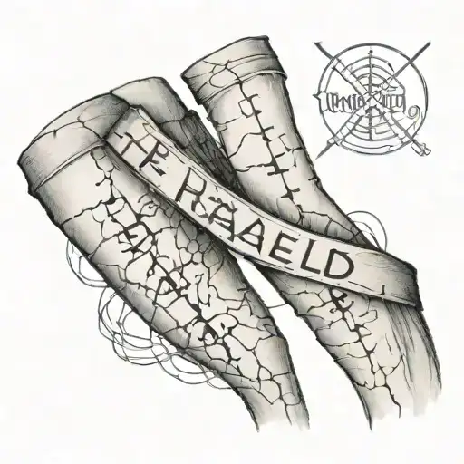 cracks from waist to foot with bandaid in the middle that says "healed" tattoo design idea
