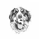 bernese mountain dog from the site touches humen hand with his paw tattoo design idea