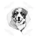 bernese mountain dog from the site touches humen hand with his paw tattoo design idea