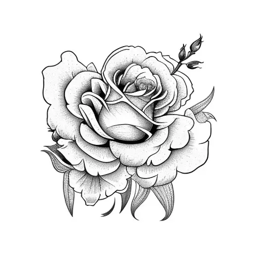 collage of Roses and Lilly's and Daffodil's and Peony's tattoo design idea