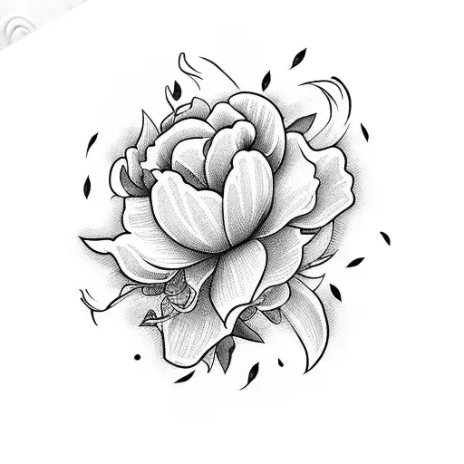 lots of Roses, Lilly's, Daffodil's and Peony's tattoo design idea