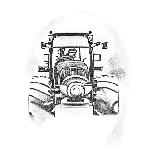 an tattoo with a tractor in it plowing a feild tattoo design idea