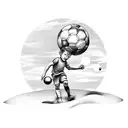 boy on beach with soccer ball tattoo design idea