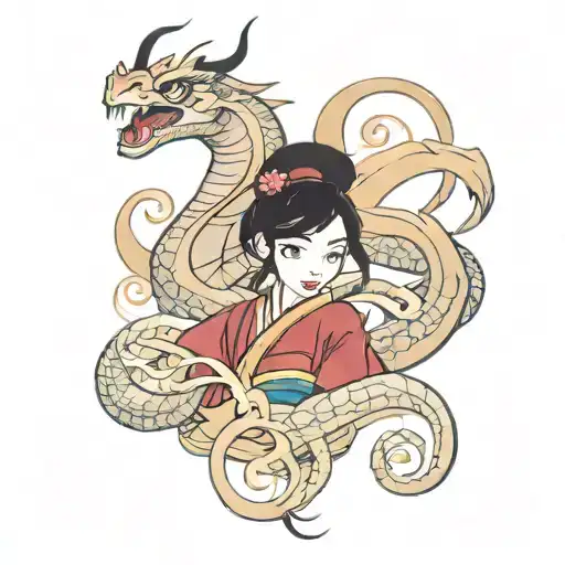 Princess Mulan and Mushu tattoo design idea