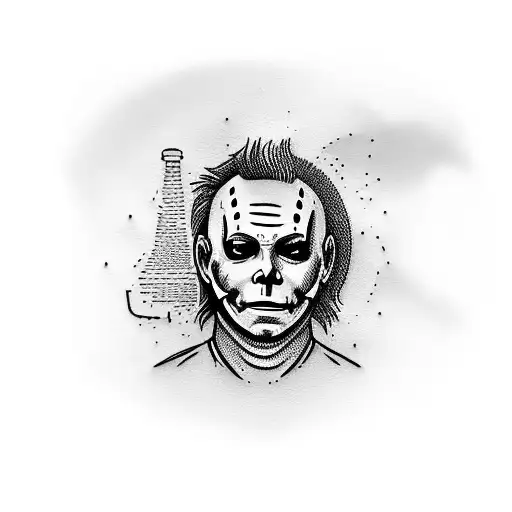 michael myers drinking a beer tattoo design idea