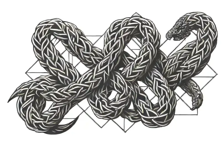 Three penises braided together tattoo design idea