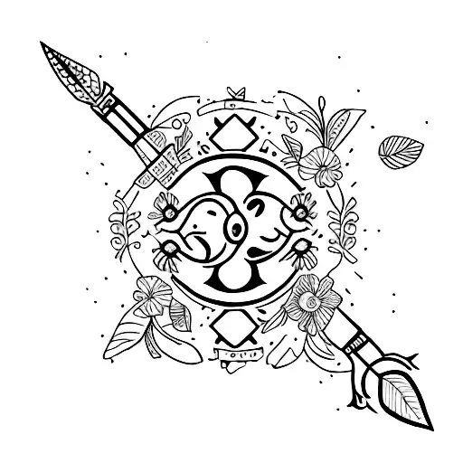 warrior in garden tattoo design idea