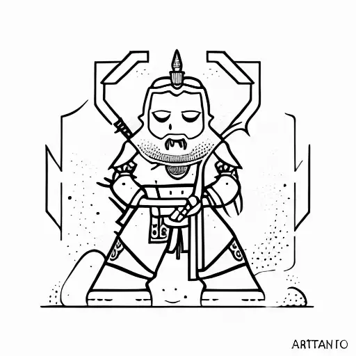 warrior in garden tattoo design idea