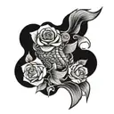 vase,fish,roses tattoo design idea
