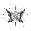 Wheel with wings tattoo design idea