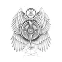car wheel with wings tattoo design idea