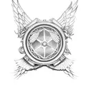 car wheel with wings tattoo design idea