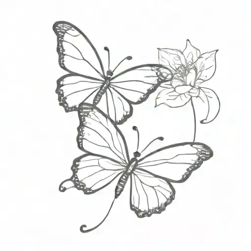 two butterflies flying tattoo design idea