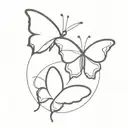 two butterflies flying tattoo design idea