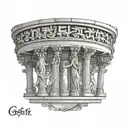 Tattoo, architecture, Greece, columns, myths, inscription, ancient Greek gods tattoo design idea