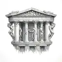 Tattoo, architecture, Greece, columns, myths, inscription, ancient Greek gods tattoo design idea