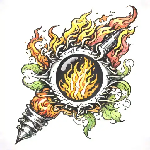 flame burns tattoo design idea