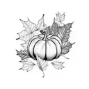 pumpkin, fall leaves, apples tattoo design idea
