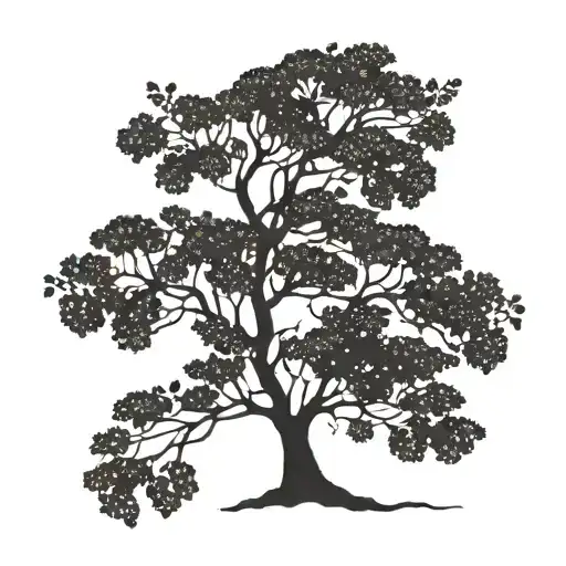 Minimalist tree silhouette with a Bible verse incorporated into the branches tattoo design idea