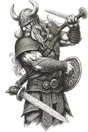 viking warrior wielding tattoo design idea