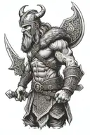 viking warrior wielding tattoo design idea