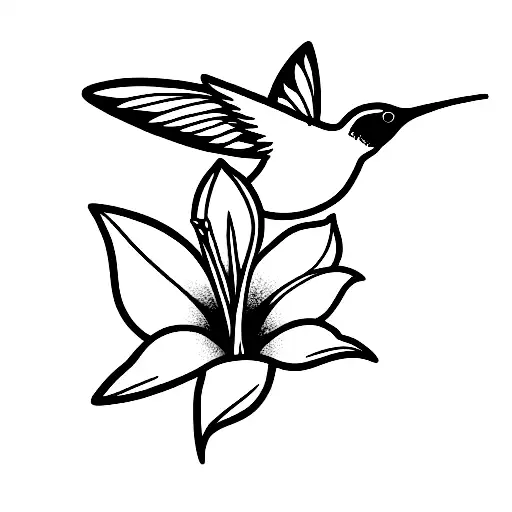hummingbird and lily of the valley tattoo design idea