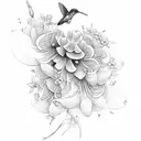 hummingbird and lily of the valley tattoo design idea