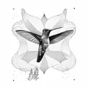 hummingbird and lily of the valley tattoo design idea