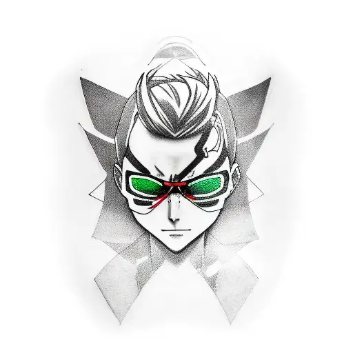 A realistic portrait of their favorite anime character as a gamer, with a new-school twist tattoo design idea