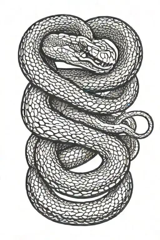 Design a snake tattoo for the forearm, coiled around the arm with its head near the wrist and tail toward the elbow tattoo design idea