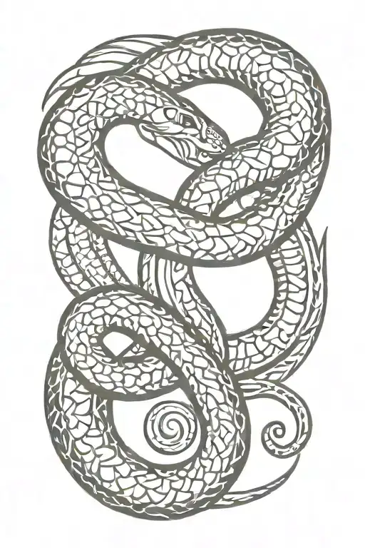 A tribal-inspired snake design intertwined with gym equipment and Turkish symbols tattoo design idea