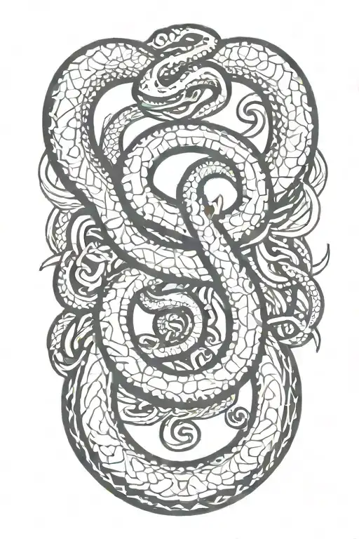 A tribal-inspired snake design intertwined with gym equipment and Turkish symbols tattoo design idea