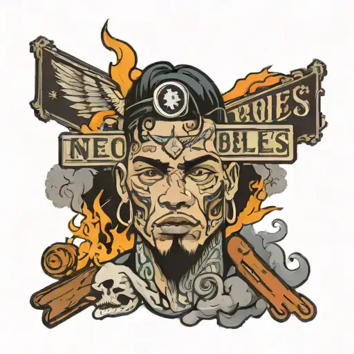 street sign says ROBLES with smoke and Jordan's  tattoo design idea