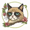 cross-stitch, grumpy cat tattoo design idea