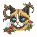 cross-stitch, grumpy cat tattoo design idea
