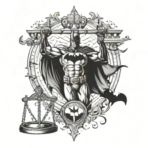 A tattoo design combining the scales of justice with Batman's iconic logo tattoo design idea