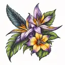 lavender and bird of paradise flower tattoo design idea